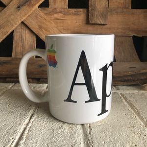 1980'S VINTAGE APPLE MUG CUP RAINBOW MACINTOSH LOGO WHITE BLACK MULTI-COLOR
